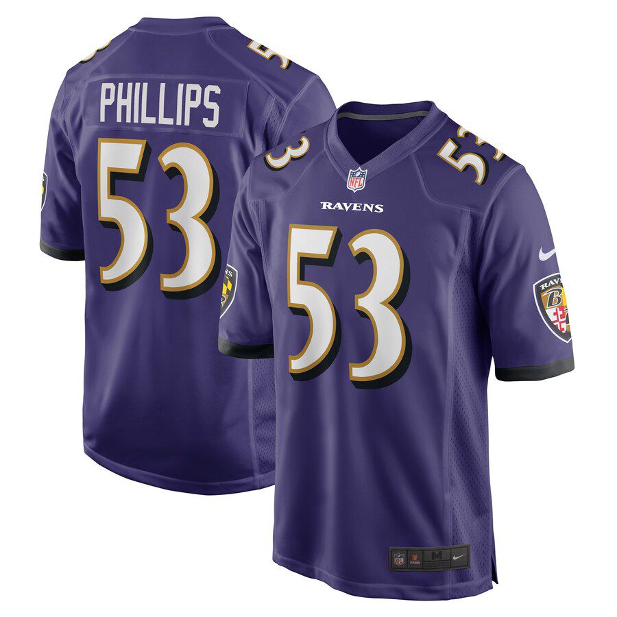 Men Baltimore Ravens 53 Del Shawn Phillips Nike Purple Game Player NFL Jersey